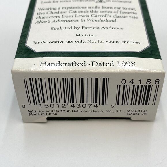 2 1998 Hallmark Alice in Wonderland Cheshire Cat Thimble Miniature Ornaments #4 - Picture 7 of 7